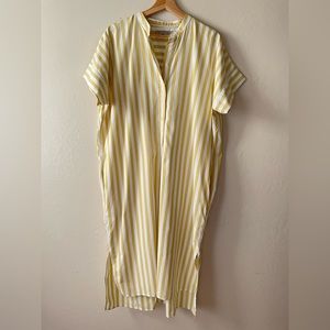 everlane Cotton striped Short Sleeve collarless oversized dress